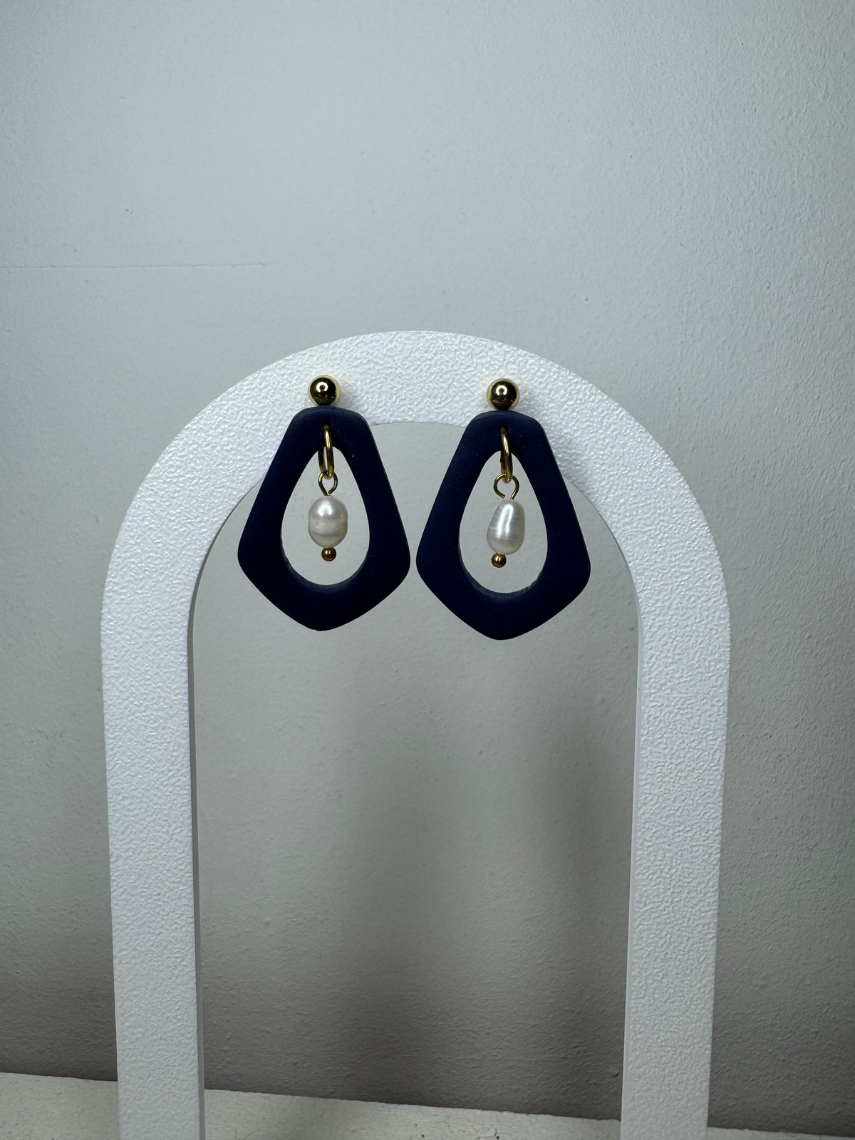 Hanger goud - Blauw/parel