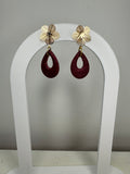 Hanger goud/bloem - Rood/glitter
